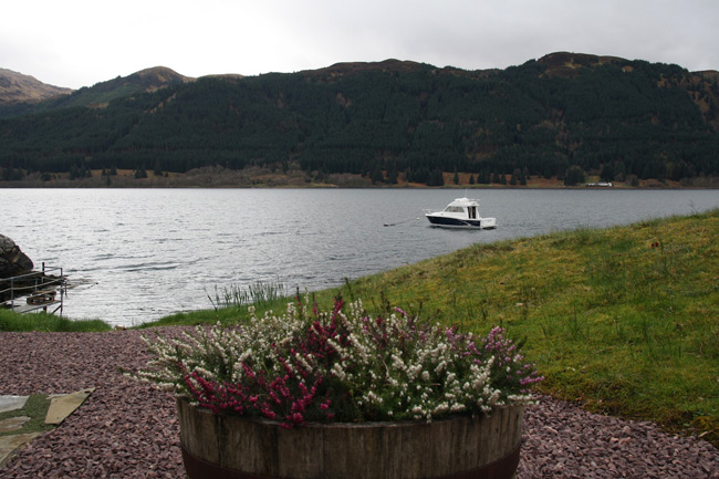 Our boat moored in the Loch