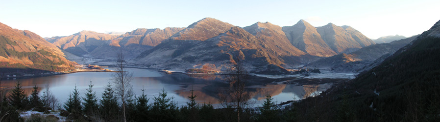 View of the Five Sisters and Loch Duich from the Glenelg Road