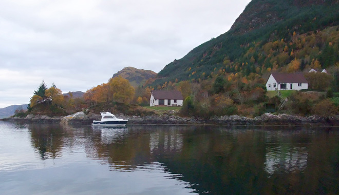 Seaside and Shoreside Cottages viewed from Loch Duich